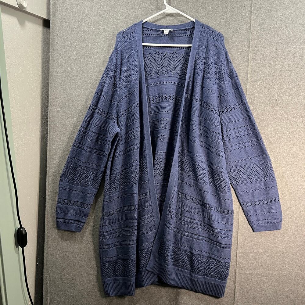 Canyon Retreat Dreamcatcher Crochet Knit Cardigan Indigo Size 2X